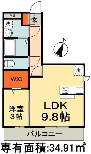 ヴェルデカーサ(1LDK/1階)の間取り写真