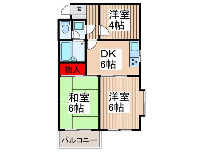 ヒルサイドテラス(3DK/4階)の間取り写真