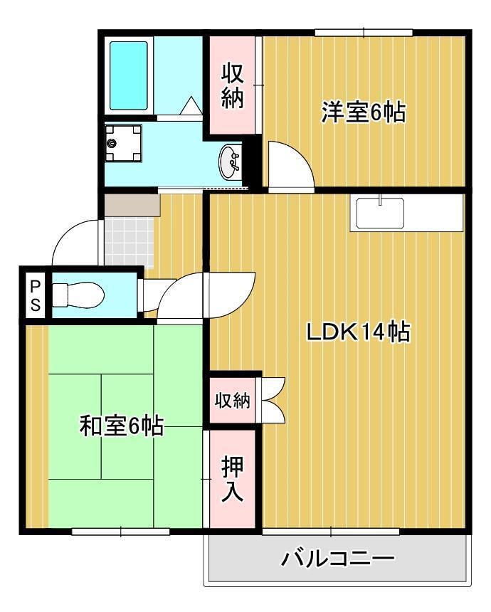 エステートピア長府(2LDK/1階)の間取り写真