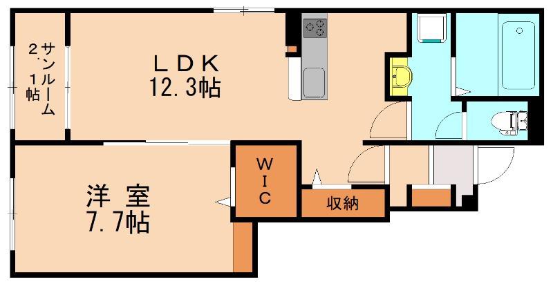 グランツコート花瀬 B(1LDK/1階)の間取り写真