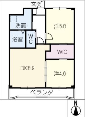 グランドカーサ(2DK/3階)の間取り写真