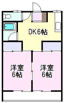 コーポタカダA(2DK/1階)の間取り写真