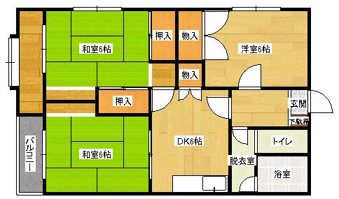 広島畳材安古市ビル(3DK/4階)の間取り写真