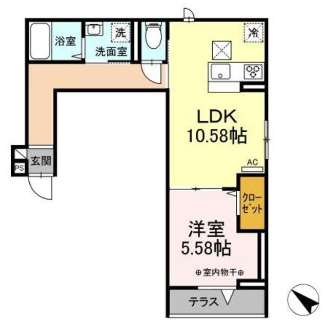 セレスティア東瑞江(1LDK/1階)の間取り写真