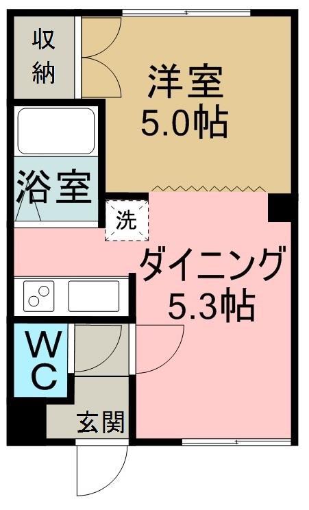 コーポ桂(1DK/2階)の間取り写真