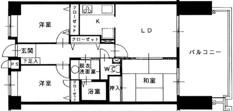 ルミナス百道(3LDK/4階)の間取り写真