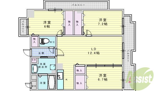 ふじハイツ(3LDK/3階)の間取り写真