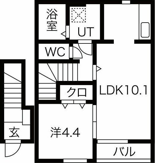 クレスト桜町(1LDK/2階)の間取り写真
