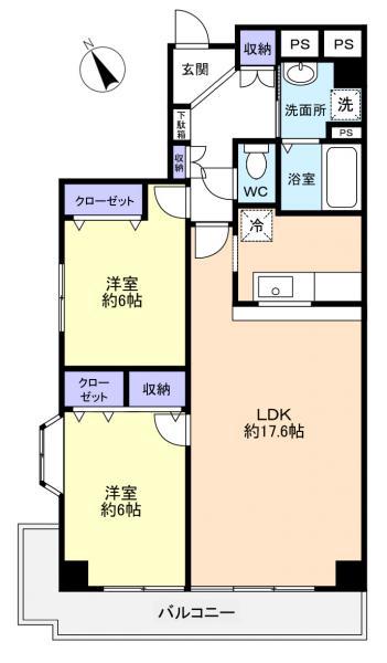 パラシオ(2LDK/5階)の間取り写真