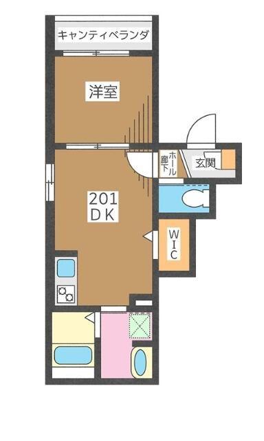 ソレイユ(1DK/2階)の間取り写真