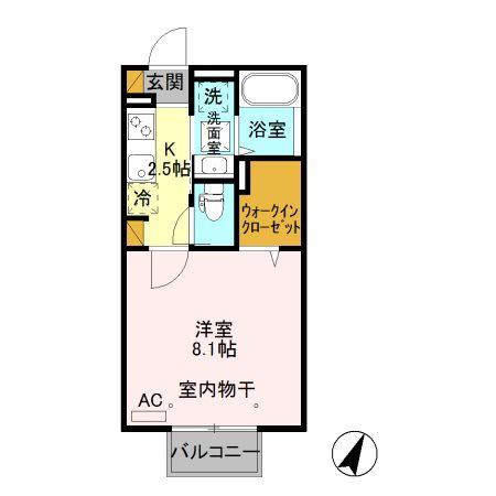 リアンボヌール島立(1K/2階)の間取り写真