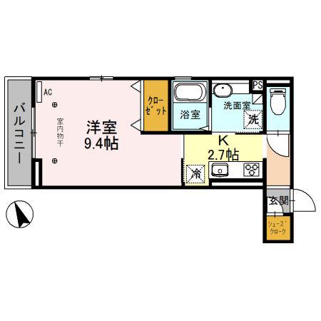 ミレニア熊谷(1K/2階)の間取り写真