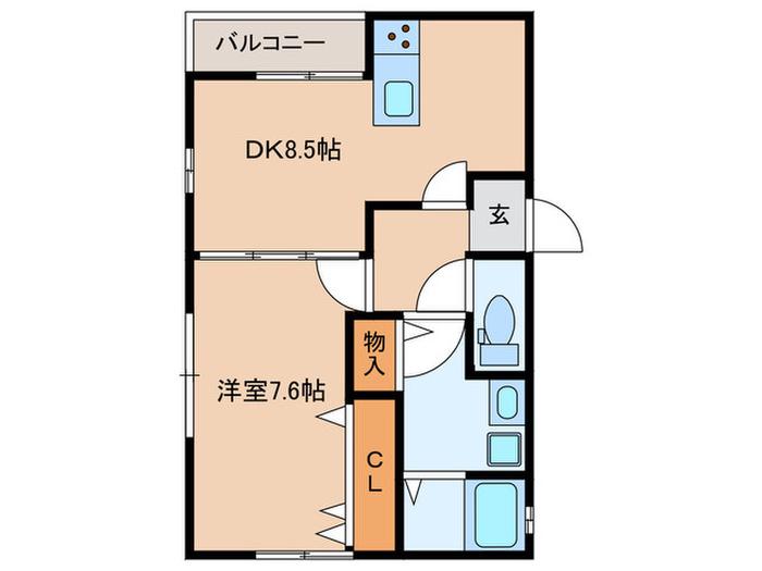 ラフィール西明石(1DK/1階)の間取り写真