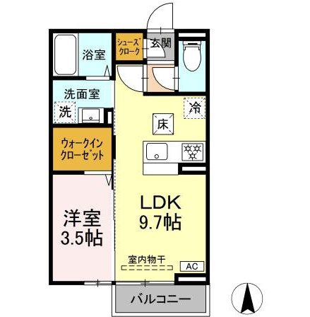 ネオ・アコール(1LDK/2階)の間取り写真