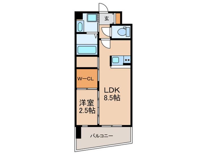 セレニテ神戸ミラクシュッド(1LDK/9階)の間取り写真