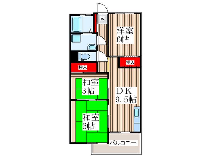 南砂2号棟(3DK/9階)の間取り写真