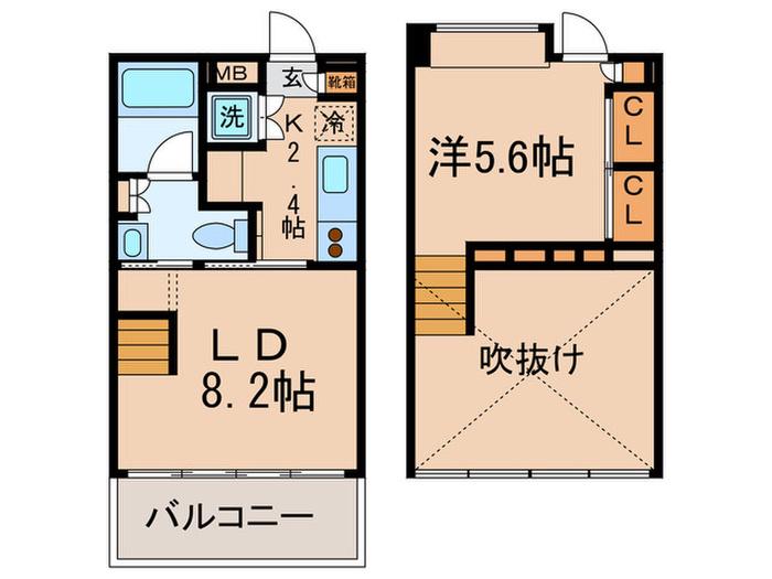ドゥーエ新丸子(1LDK/7階)の間取り写真