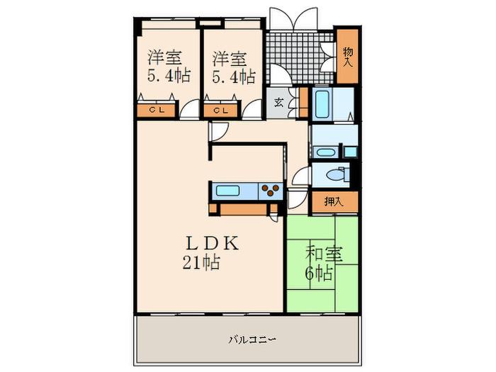 グランドパレスロイヤルコート大手町(3LDK/5階)の間取り写真