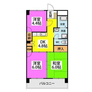 和白宮前ビル(3DK/5階)の間取り写真