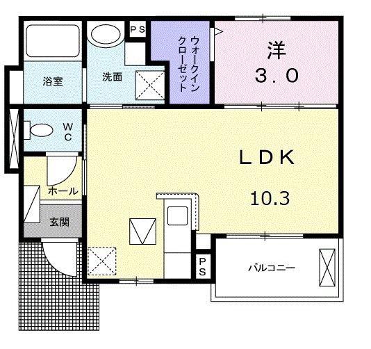 プティ・パキータ(1LDK/1階)の間取り写真