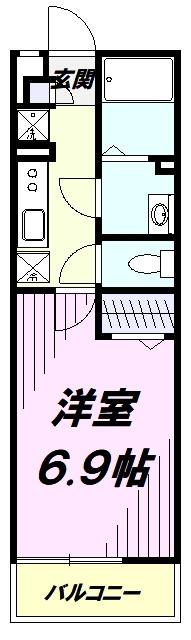 ハビテ国立(1K/1階)の間取り写真