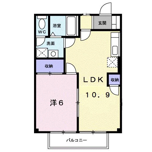 ハーモニーハイツ俊(1LDK/1階)の間取り写真