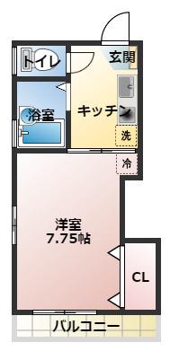 K`Sハイム(1K/2階)の間取り写真