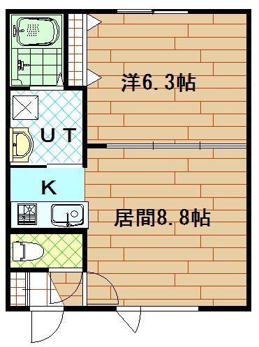 フルハウス(1DK/1階)の間取り写真