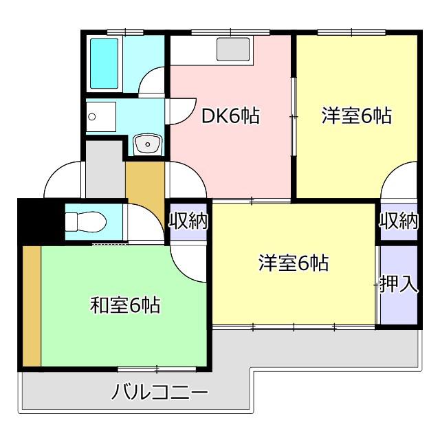 コーポ栄(3DK/3階)の間取り写真