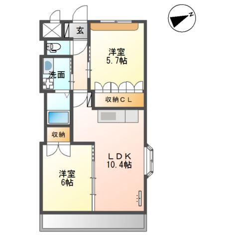 SLOWHAND壱番館(2LDK/2階)の間取り写真