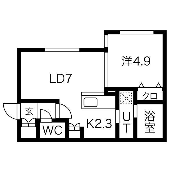 アルファスクエア北24西2(1LDK/4階)の間取り写真