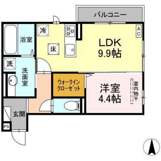 NORIA(1LDK/1階)の間取り写真