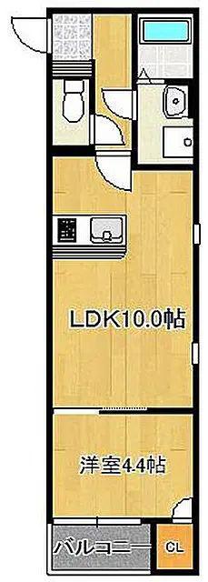 CRECIA姪浜(1LDK/1階)の間取り写真