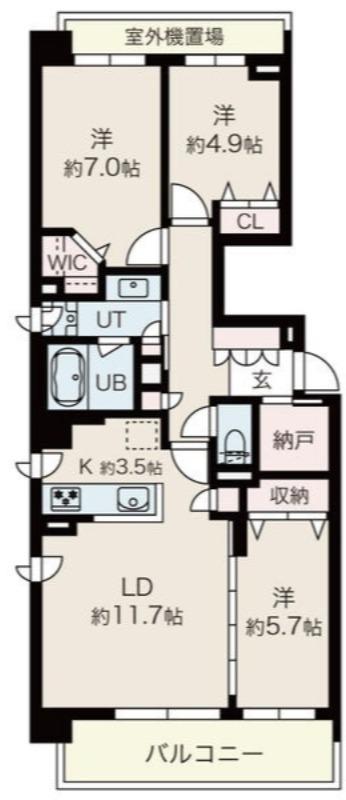 ル・コルヌイエ山鼻(3LDK/3階)の間取り写真