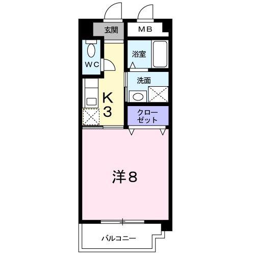 プリムローズ麻里布(1K/2階)の間取り写真