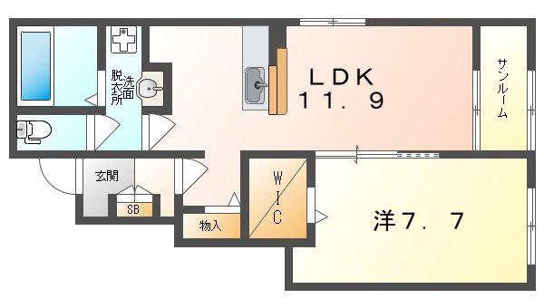 ラ・メゾン・セレニテ(1LDK/1階)の間取り写真