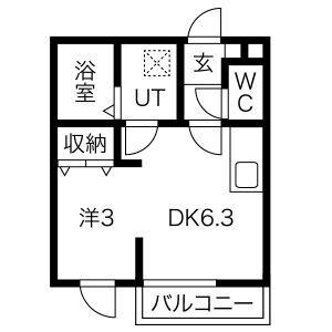 メリディアン岩沼壱番館(ワンルーム/1階)の間取り写真