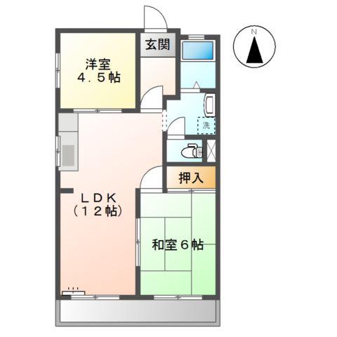 シャトー一宮(2LDK/3階)の間取り写真