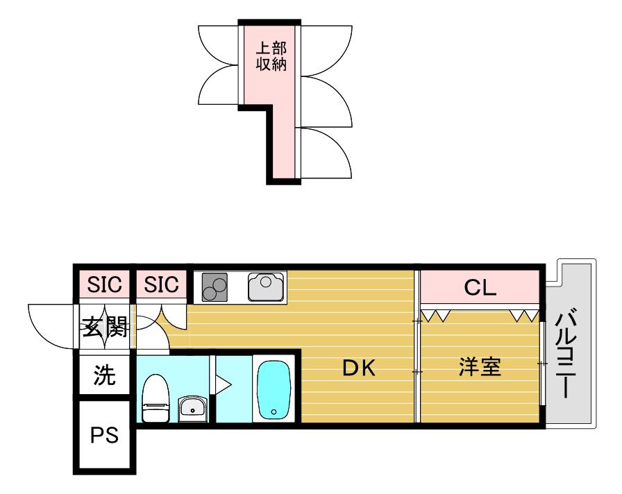 アリビオ天神南(1DK/10階)の間取り写真