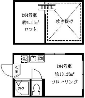 フェリスフルート(ワンルーム/2階)の間取り写真