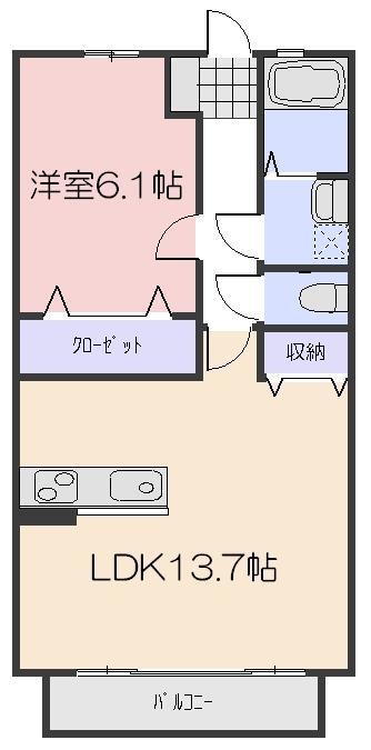 ウッディーバードA(1LDK/1階)の間取り写真