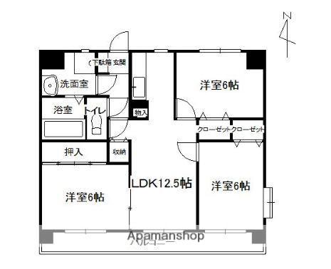 ドミールM(3LDK/2階)の間取り写真