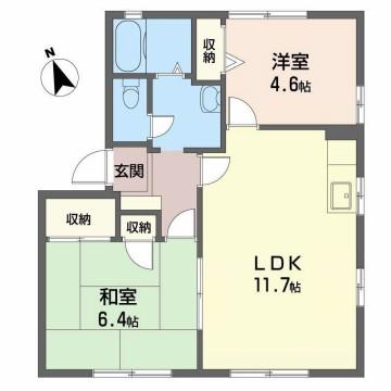 アビタシオン元禄B棟(2LDK/1階)の間取り写真