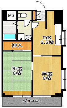 トモヨシフラット(2DK/2階)の間取り写真
