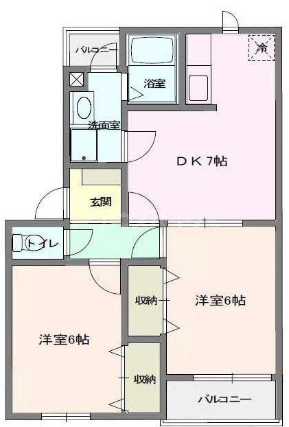 ファンタジーA(2DK/2階)の間取り写真