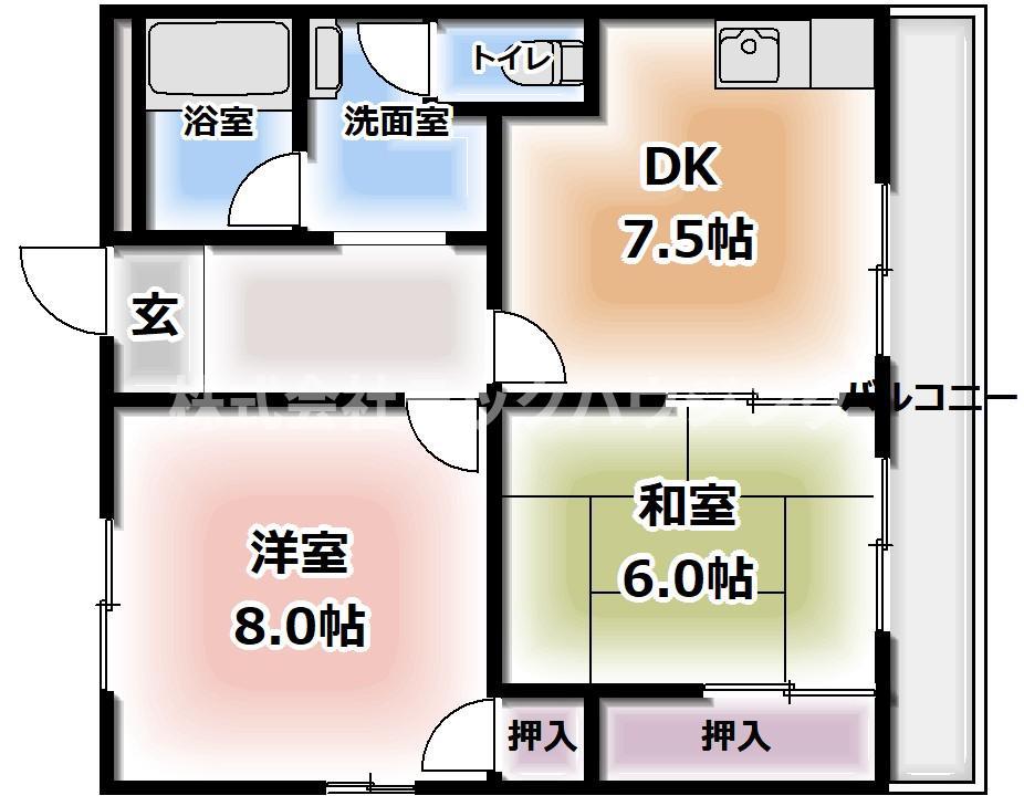 大西マンション(2DK/3階)の間取り写真