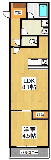 船橋市山野町マンション(1LDK/3階)の間取り写真