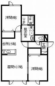 LALUCE・DUE(2LDK/2階)の間取り写真