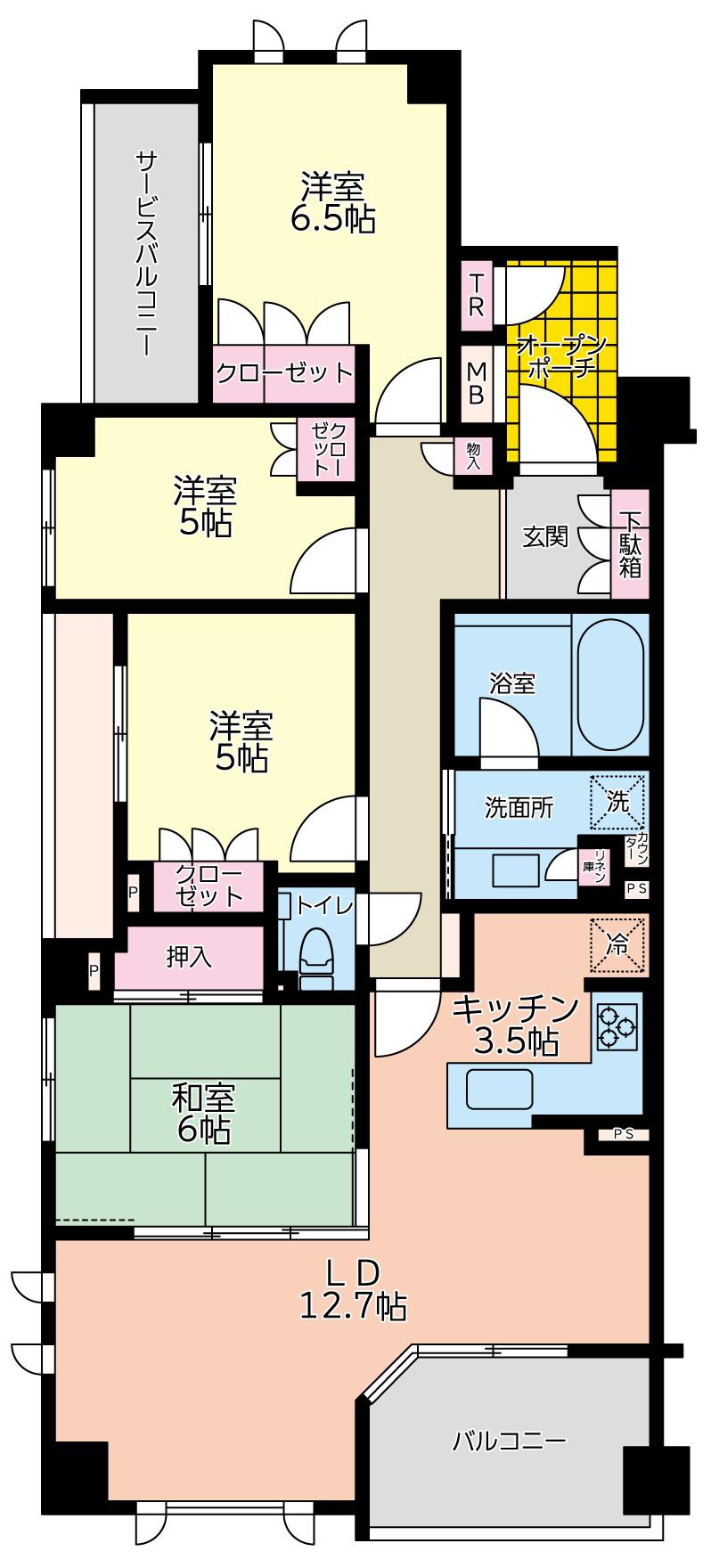 プラウドシティ上大岡壱番館(4LDK/2階)の間取り写真