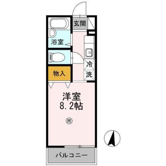 セジュール(ワンルーム/2階)の間取り写真